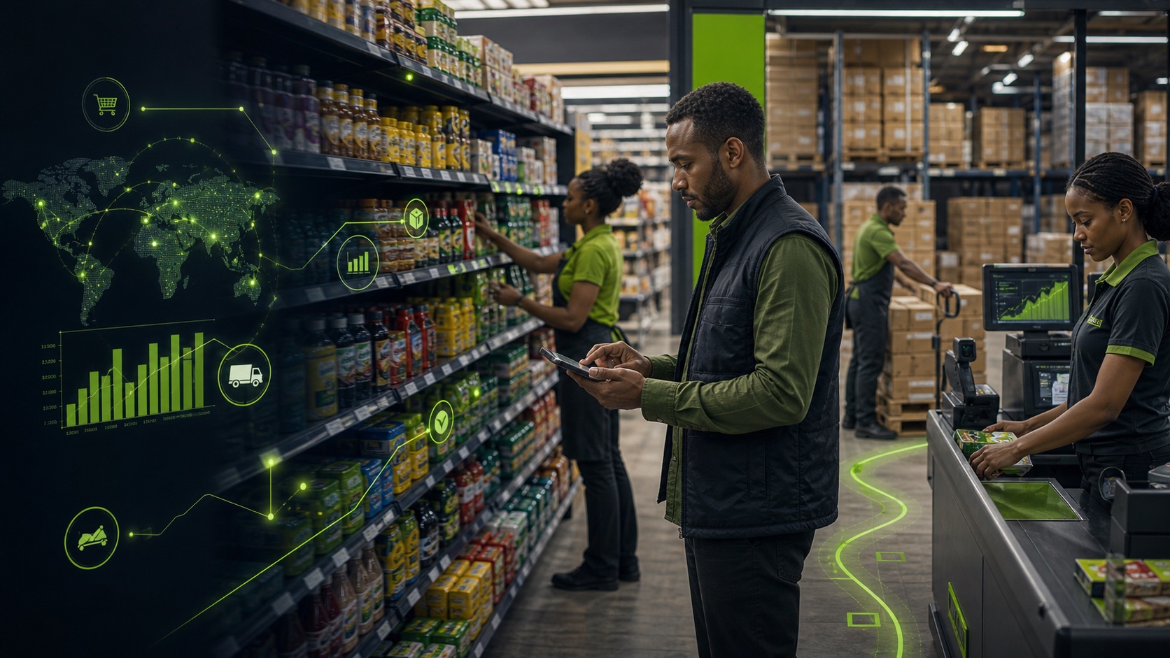 FMCG and retail team tracking demand and stock movement